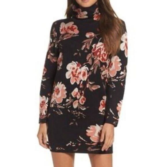 Ali & Jay Women’s Sweater Mini Dress Floral Turtleneck Dolman Sleeve S Cottage - Picture 1 of 14